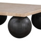 Square Marble Top 4 Round Black Ash Wood Legs Coffee Table